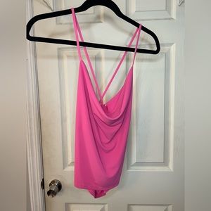 ZARA hot pink cowl back cris cross spaghetti strap tank size MEDIUM